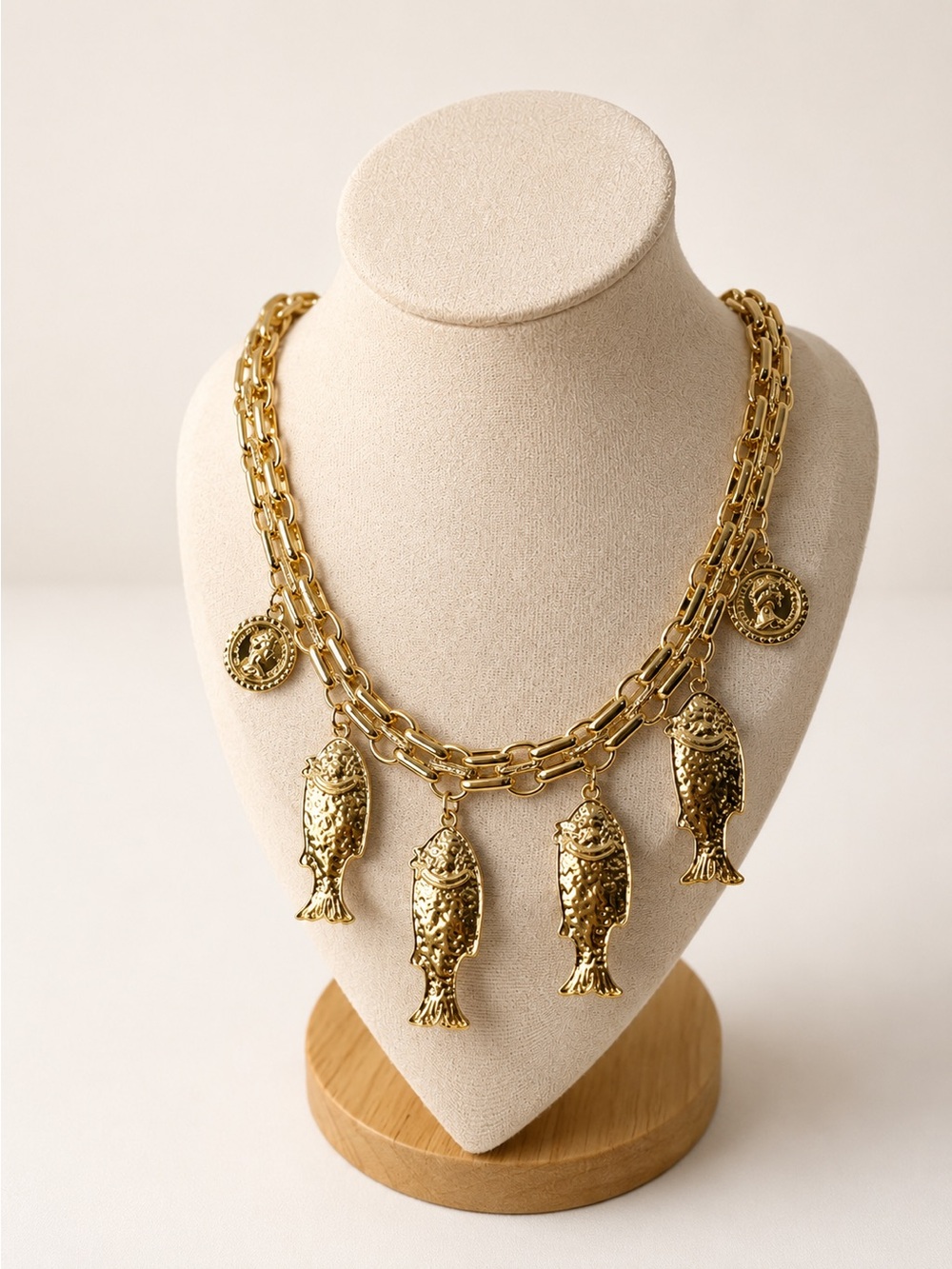 Gold Fish Charm Statement Necklace 18k plated- Women Jewelry